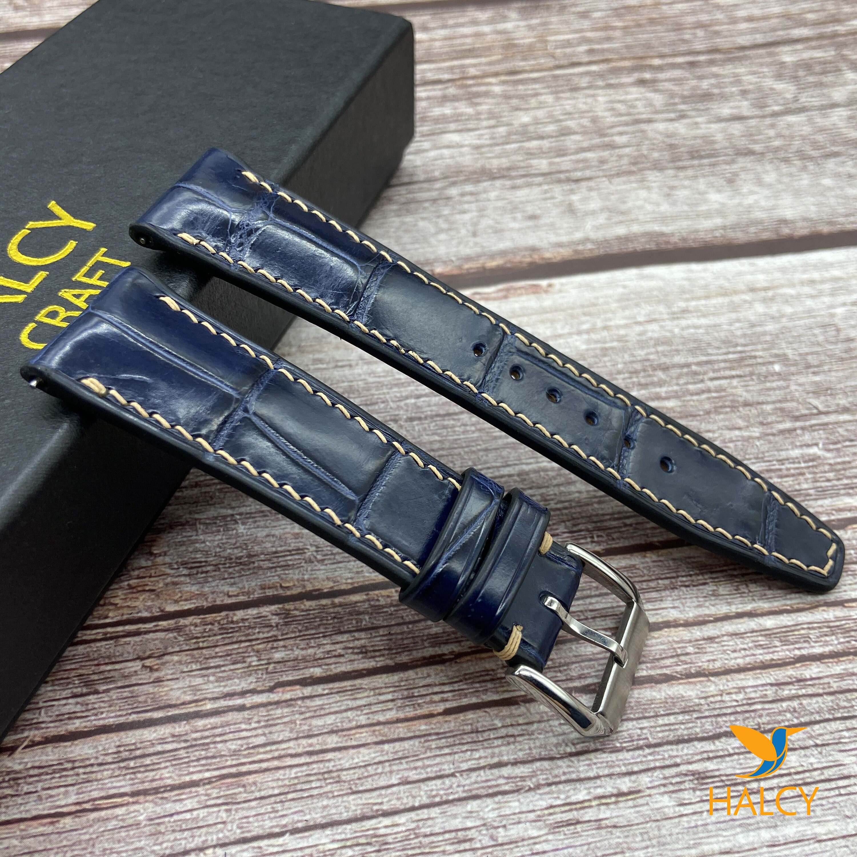 Exotic Alligator Leather Watch Strap – Gift Ready Naval Color Leather Watch Straps in Alligator Skin, Leather Watch Band  main image 3