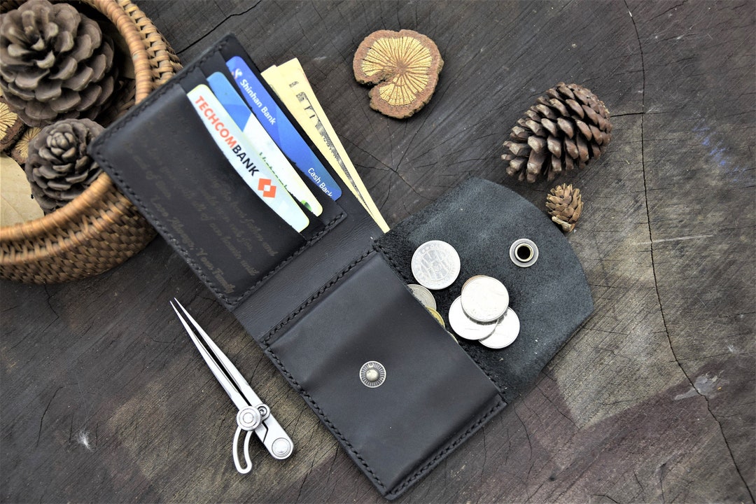 Mens Wallet With Coin Pocket, Mens Coin Wallet, Personalized Leather