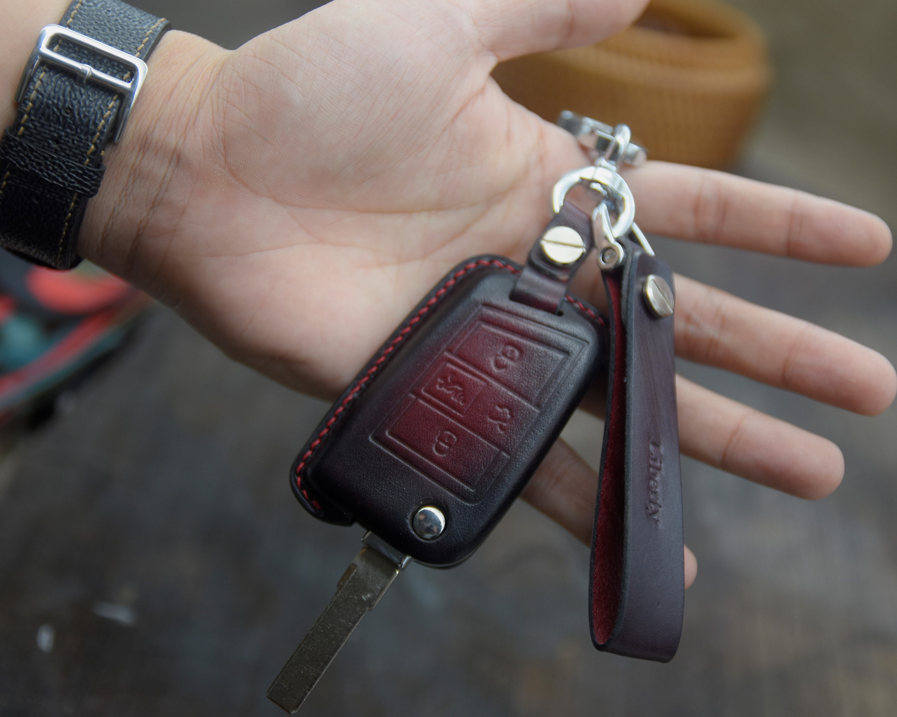 Leder Auto Schlüssel etui Flip Remote Cover für VW Volkswagen Polo