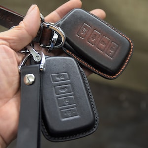 Leather Car Key Fob Cover for ES250 ES350 ES300H GS350 GS450 NX300 - Italian Veg-Tanned Leather, Personalized name tag
