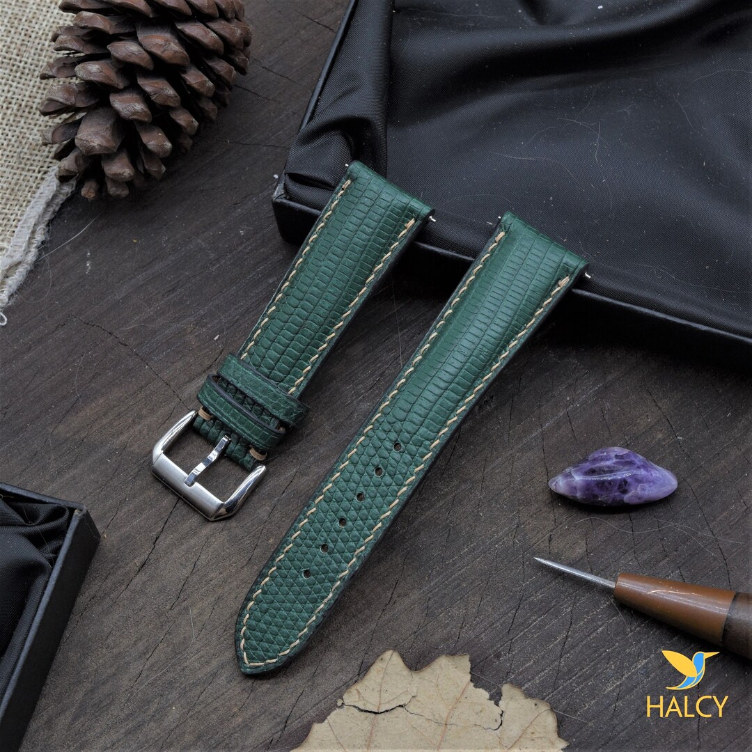 Green Java Lizard Skin Watch Strap Choice of Width Choice - Etsy