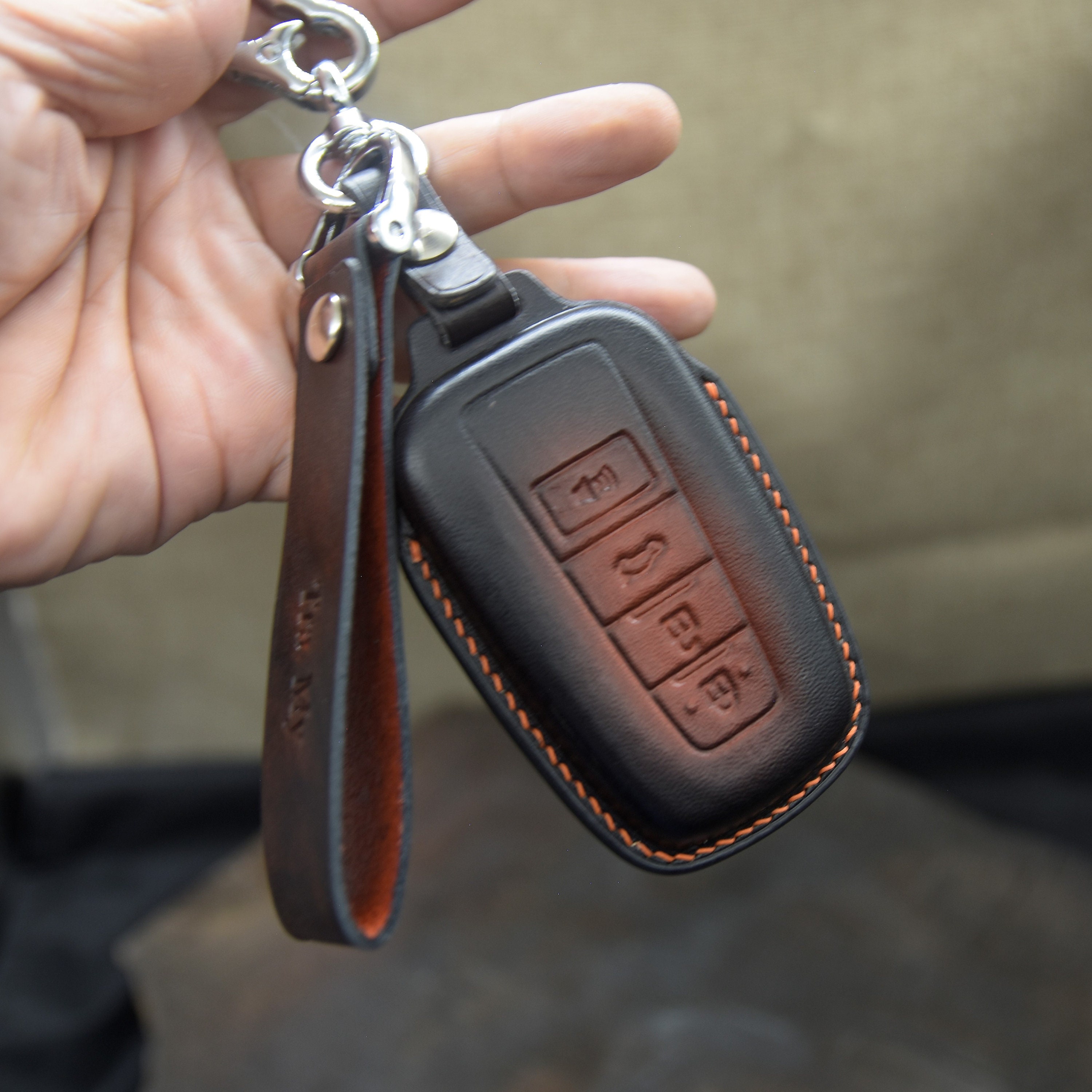 QBUC Genuine Leather Key Fob Cover For Toyota Tundra Venza Sequoia - View #8