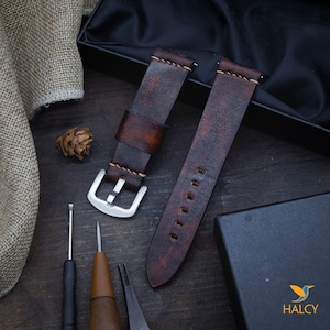 Custom Leather Watch strap, Choice of Width, Choice color Buckle with quick-release spring bars, Italian Vegetable tanned Cowhide Leather
