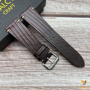 Brown Java Lizard Skin Watch strap, Choice of Width, Choice color Buckle with quick-release spring bars