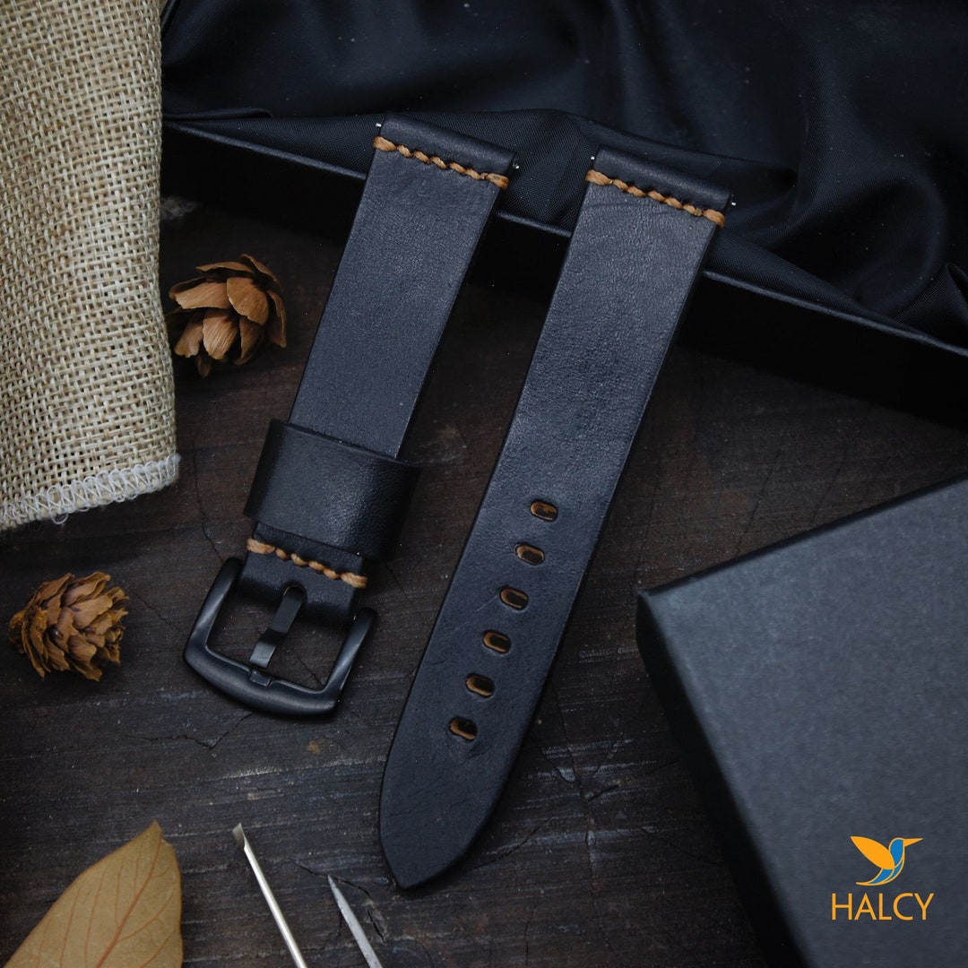 Black Width, Bars, Leather Choice Choice of Vegetable Tanned Buckle - Strap, With Leather Watch Cowhide Quick-release Spring Italian Color Etsy