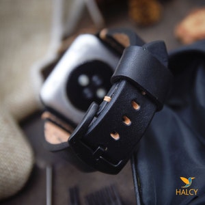 Leather Watch Band for Apple watch Series Ultra, 9, 8, 7, 6, 5, 4 Choice of adapters, buckle color, Italian Vegetable tanned Cowhide Leather