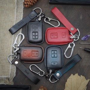 Leather Key fob Cover fit for 4Runner, Highlander, Prius C,  RAV4, Sequoia, Tacoma, Tundra, Land Cruiser, Avalon, Camry, Corolla
