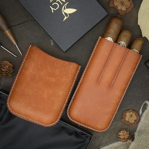 Personalized Leather Cigar Case, Luxury Cigar Case, Custom Cigar Cover, Cigar Case, Full Grain Italian Pure Vegetable Tanned Cowhide
