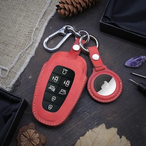 Leather Key Case for 2020-2025 Elantra, Sonata, Tucson, Santa Fe, Ioniq 5, Kona - Custom Fob Gift