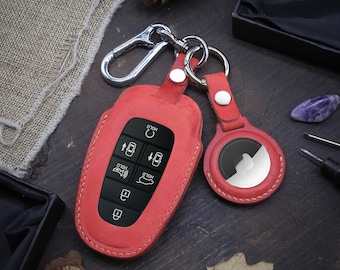 Leather Key Case for 2020-2026 Elantra, Sonata, Tucson, Santa Fe, Ioniq 5, Kona - Custom Fob Gift