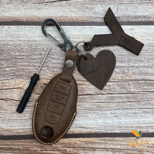 Leather Key Fob Cover fit for Rogue, Maxima, Murano, Altima, Versa, Sentra, Pathfinder, Armada, Juke, Kicks, Leaf, Quest, Titan