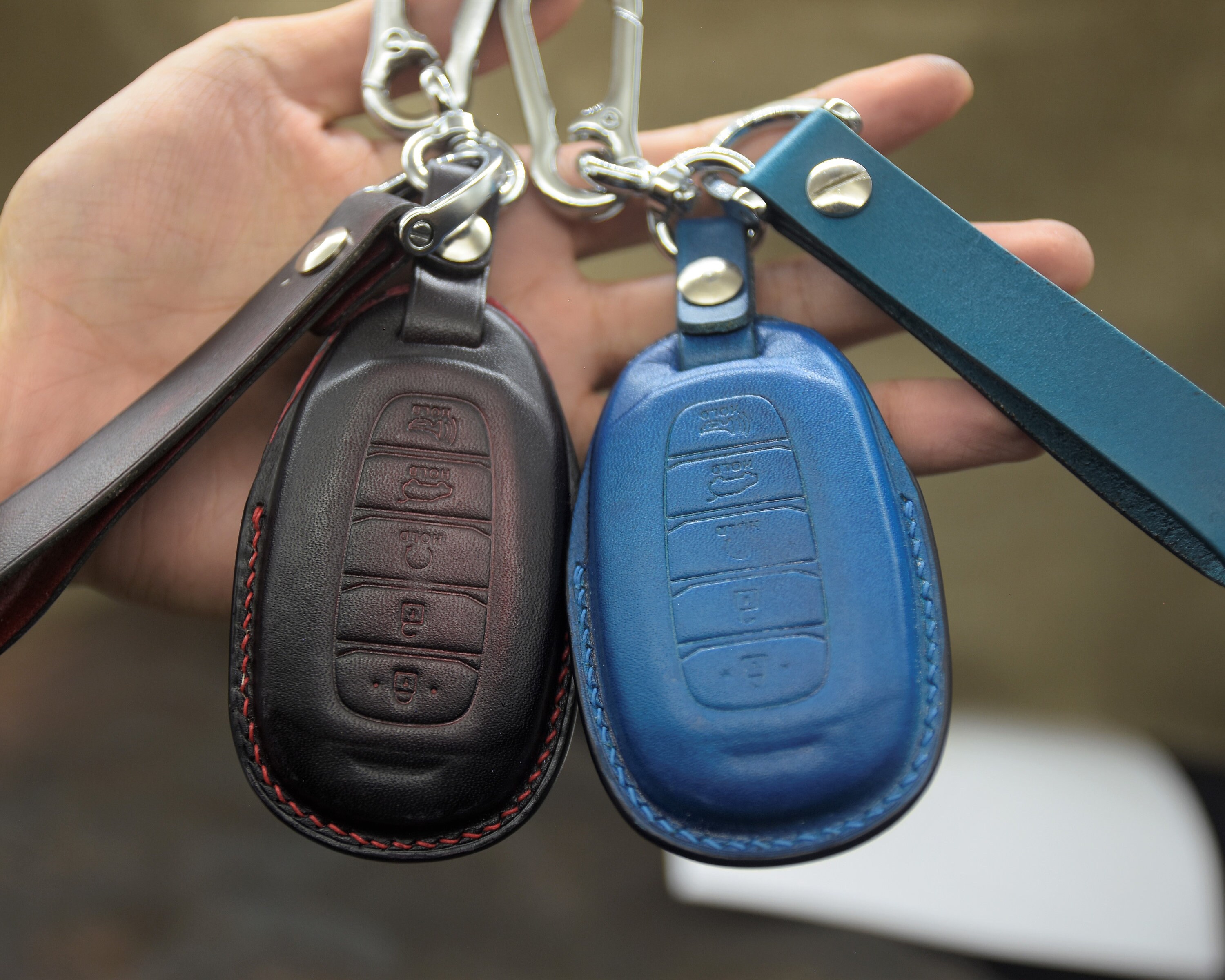 4 Colors Genuine Leather Bronzer 5 Button Smartkey Key Case for Hyundai PALISADE 