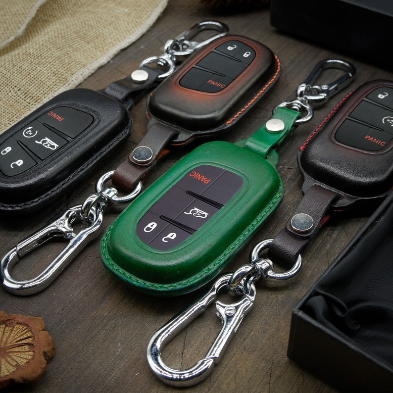 Custom Leather Key Fob case Cover Fit for Cherokee with Air Tag Holder image 7