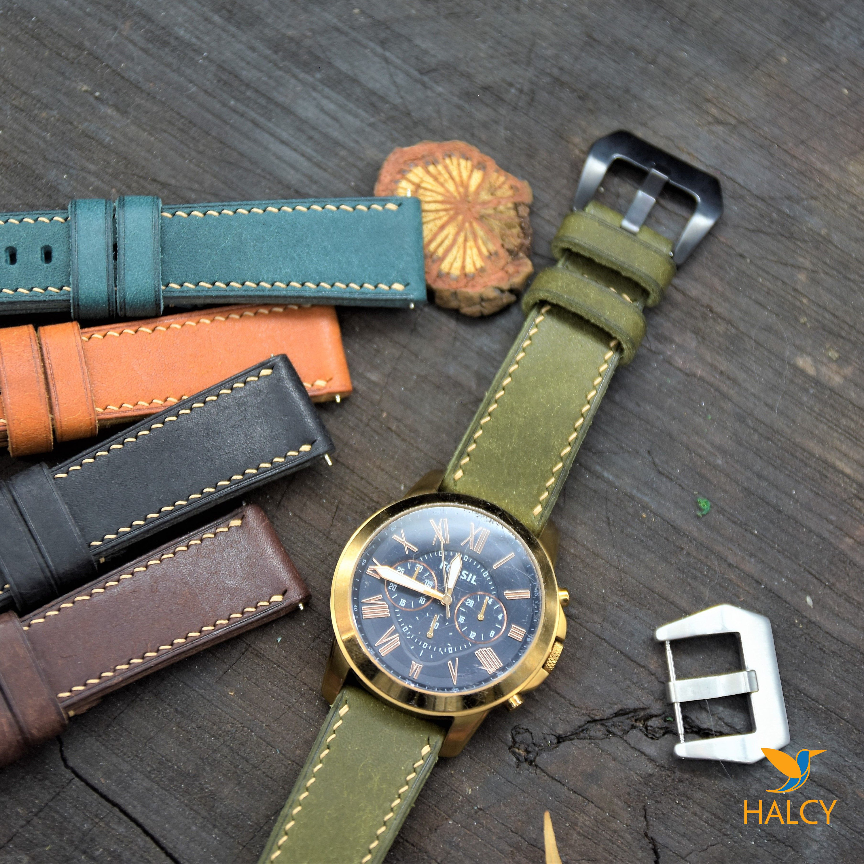 Custom Handmade Olive Leather Watch Strap Thick Fullgrain Etsy