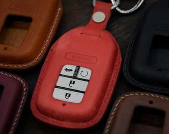 Key Fob Cover Holder fit for Odyssey, Clarity, Accord, Civic, CR-V, Crv, Pilot EX EX-L, Passport, Insight with Personalized Keychain