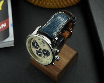 Lizard Leather Watch strap, Choice of Width, Choice color Buckle, Zermatt leather for the lining