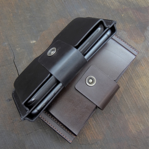 Leather Dual Phone Case belt loops dual phone case two