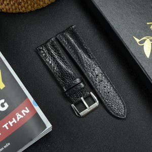 Black Gray Java Lizard Skin Watch strap, Choice of Width, Choice color Buckle with quick-release spring bars