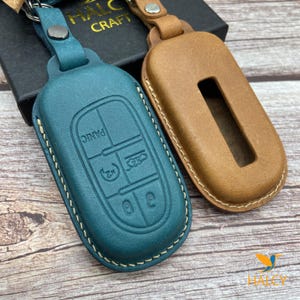 Leather Key Case for 2020-2025 Compass, Cherokee, Wrangler, Grand Cherokee, Wagoneer - Custom Fob Gift