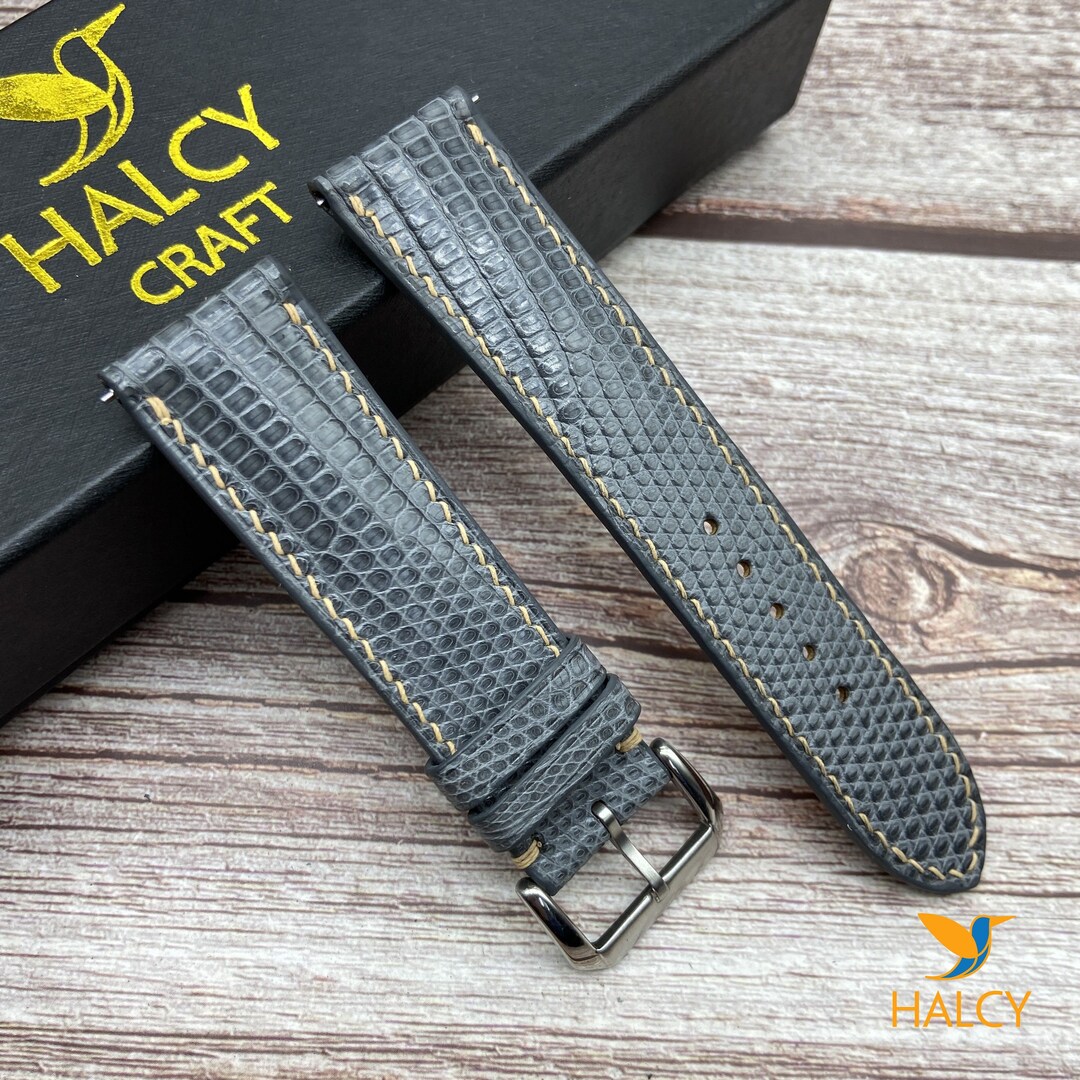 Gray Java Lizard Skin Watch Strap, Choice of Width, Choice Color Buckle ...