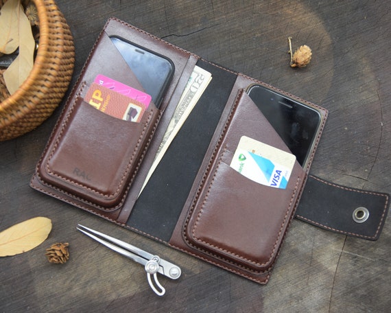 Leather iPhone Wallet / Case for two phones