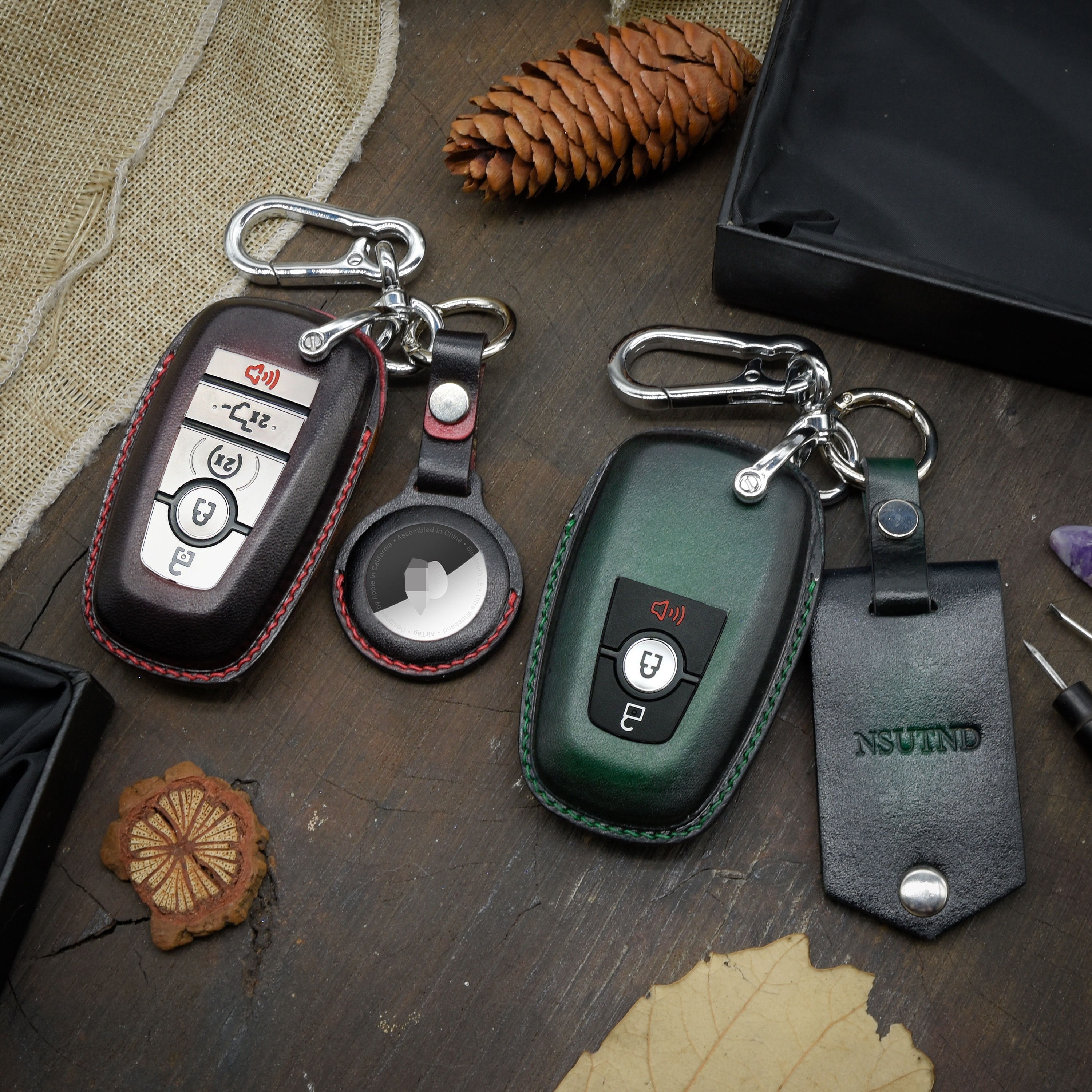 Custom Leather Key Fob Cover With Photo Keychain Air Tag Etsy
