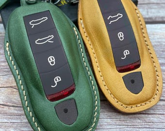 Leather Key Case for 2020-2025 911, Panamera, Taycan, Cayenne, Macan, Boxster - Custom Fob Gift