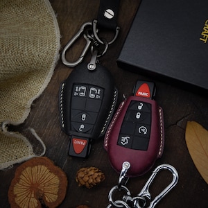 Leather Car Key fob Cover holder for Classic, Grand Caravan, Dart, Town & Country, Cherokee, Commander Grand