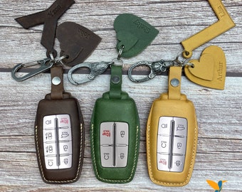 Key Fob Cover for (Option of 6/ 8 Buttons) GV70, GV80, G70, G80, G90 (2021-2022), Initials embossing