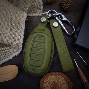 Key Fob Cover fit for Elantra GT, Kona, Santa Fe, Venue, Palisade, Veloster, Initials embossing image 8