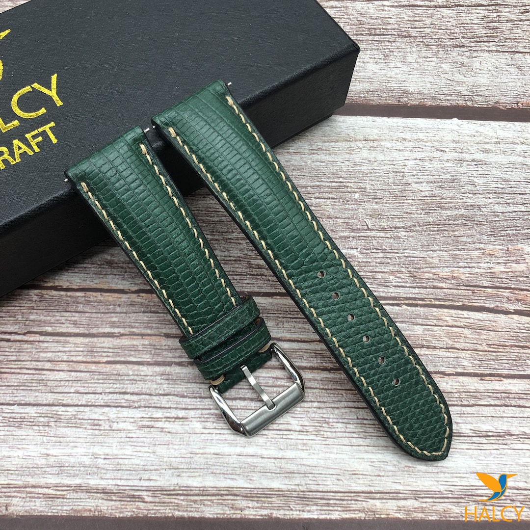 Green Java Lizard Skin Watch Strap, Choice of Width, Choice Color ...