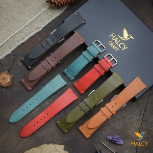 Pueblo leather Watch strap with quick-release spring bars. Choice of Width - 16mm, 18mm, 20mm, 22mm, 24mm, Etc, Choice of Buckle