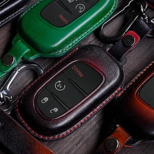 Leather Key Case for 2020-2025 Compass, Cherokee, Wrangler, Grand Cherokee, Wagoneer - Custom Fob Gift