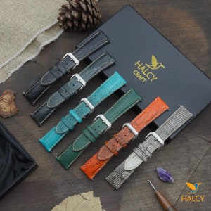 Java Lizard Skin Watch strap, Choice of Width, Choice color Buckle with quick-release spring bars