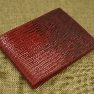 Hagedis lederen portemonnee heren dubbelgevouwen, met identiteitskaart, cadeau vriend, cadeau voor hem, cadeau echtgenoot, leren portemonnee heren dubbelgevouwen