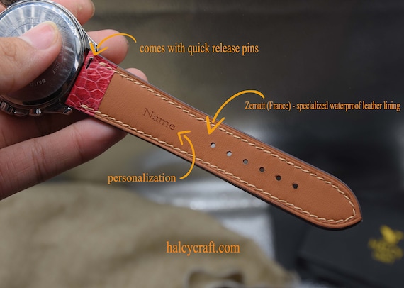 Bracelet Montre Cuir Noir – Dégagement Rapide, Rembourré, Couture Bleue, Taille M, Neuf Avec étiquettes