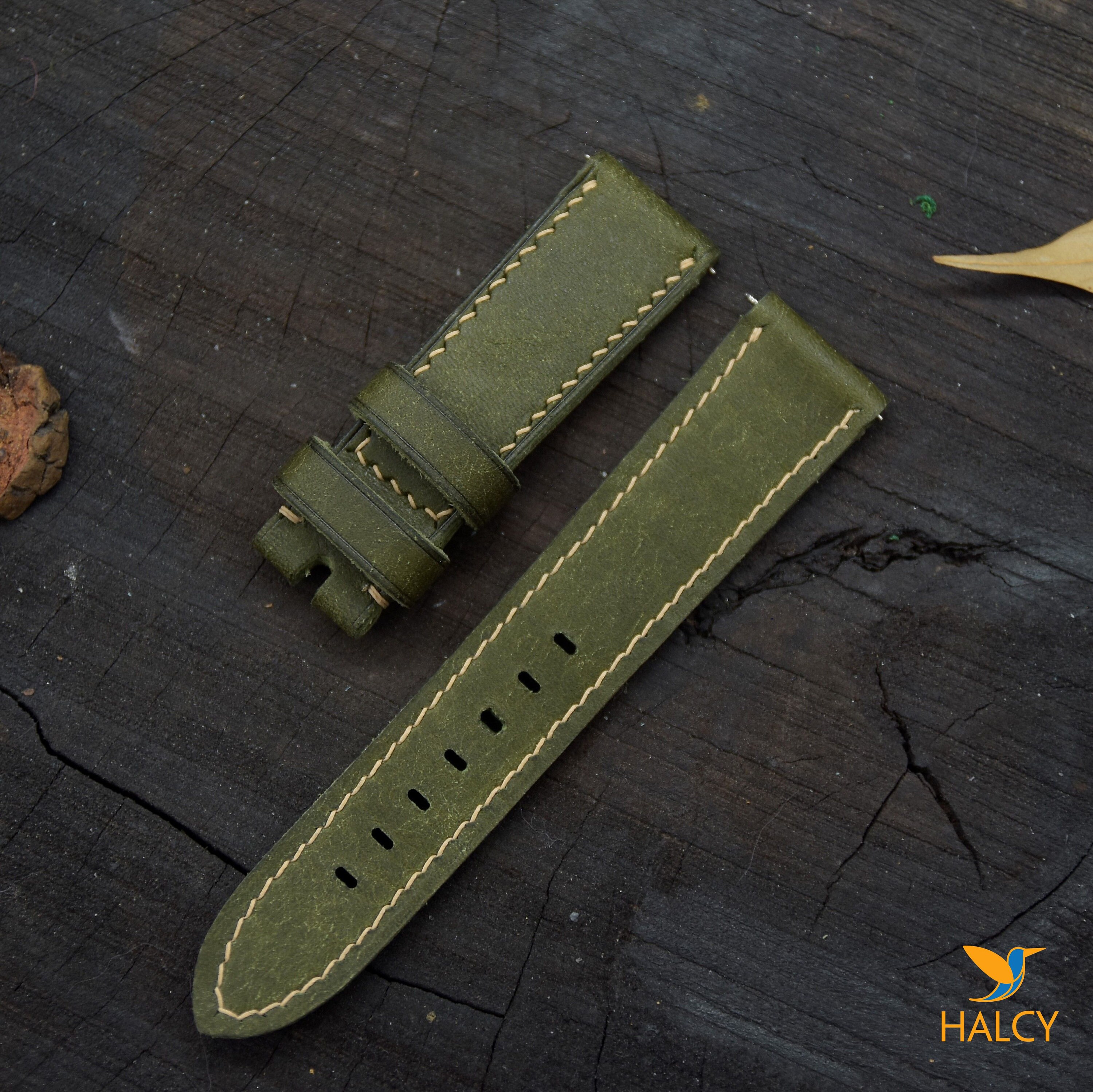 Custom Handmade Olive Leather Watch Strap Thick Fullgrain Etsy