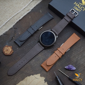 Epsom Calf leather Watch strap, Choice of Width, Choice color Buckle,  with quick-release spring bars