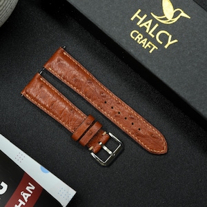 Bracelet de montre en cuir d'autruche, largeur au choix, couleur de la boucle au choix, doublure en cuir Zermatt