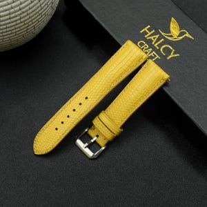 Yellow Java Lizard Skin Watch strap, Choice of Width, Choice color Buckle with quick-release spring bars