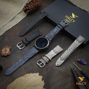 Python Leather Watch strap, Choice of Width, Choice color Buckle with quick-release spring bars, Zermatt leather for the lining, Luxury Band