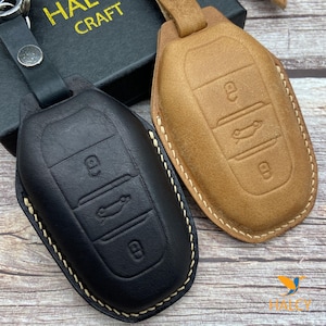 Leather Key Case for Peugeot 208, 2008, 308, 3008, 508, 5008 – Custom Fob Sleeve & Gift for Car Lovers