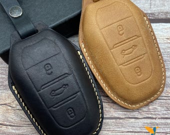Leather Key Case for Peugeot 208, 2008, 308, 3008, 508, 5008 – Custom Fob Sleeve & Gift for Car Lovers