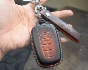 Fit for C-HR 2017+, Camry 2018+, Prius 2017+ Leather Key Fob Cover 4 buttons keyless entry remote control smart key