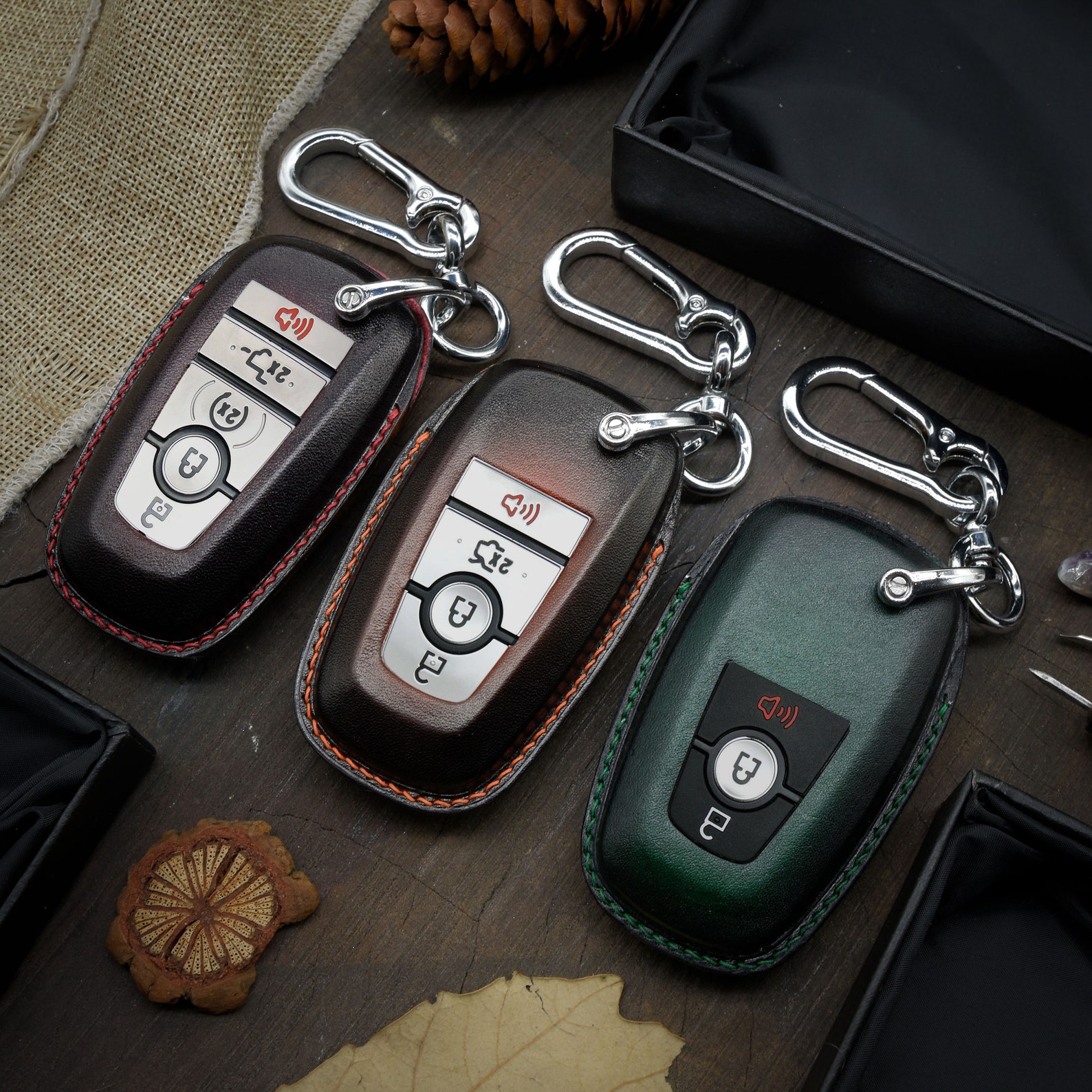Custom Leather Key Fob Cover With Photo Keychain Air Tag Etsy