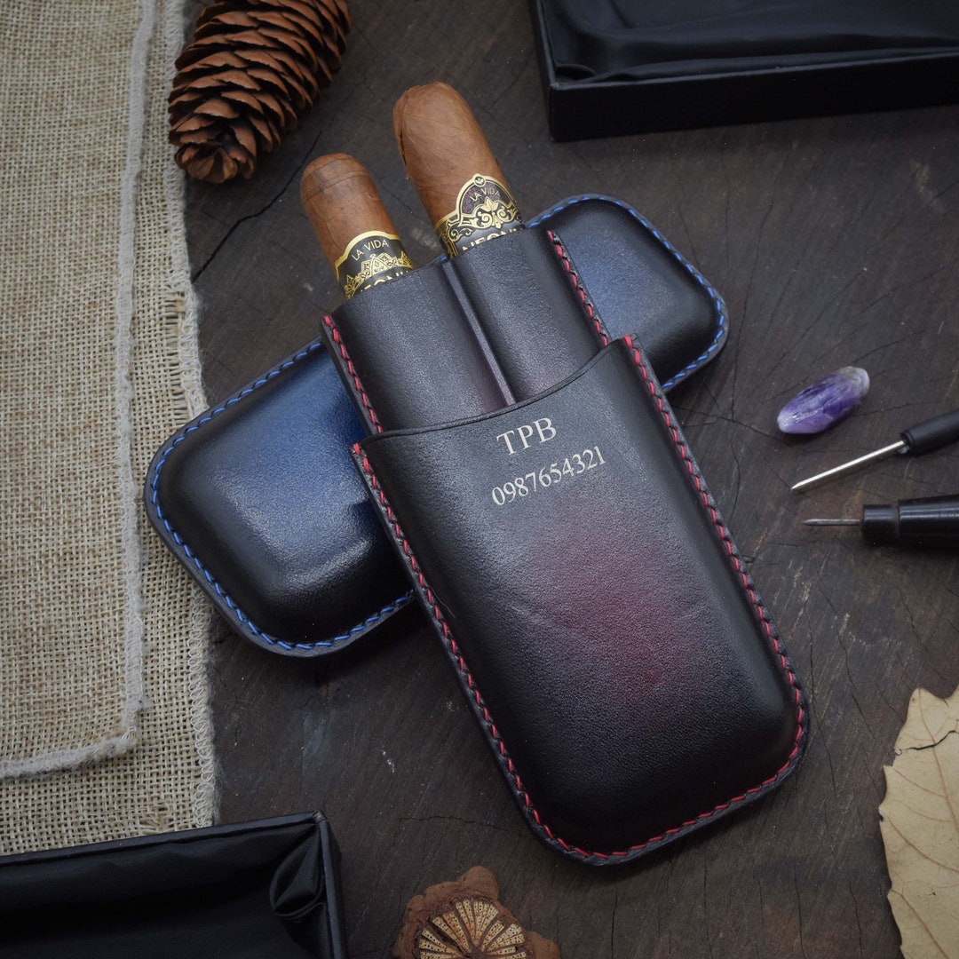 Luxury Cigar Case Custom Cigar Cover Personalized Leather Etsy