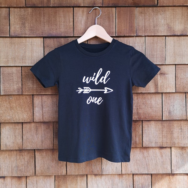 Wild One - Black - Organic Eco-Friendly Children's T-shirt, Nature, Wild Child, Forest School - GOTS-certified & Fair Trade.