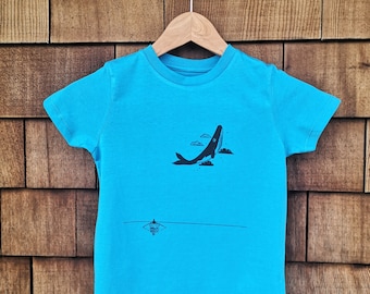 Whale Moon Children's Organic T-shirt - GOTs, Fair Trade, Vegan & Earth Friendly. Nature Inspired, Animals, Screen Printed