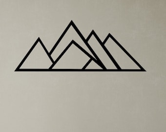 Geometric Mountains Metal Wall Art: Minimalist Line Decor