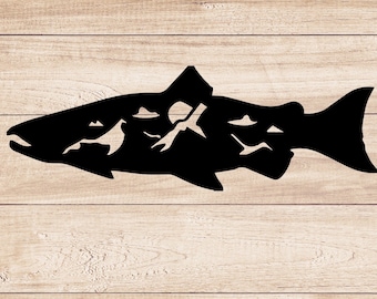 Salmon Metal Wall Art: Nautical Marine-Themed Decor